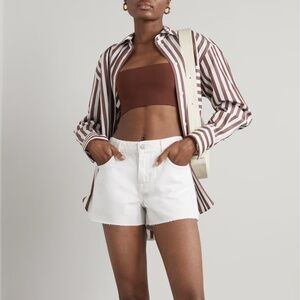 NEW FRAME  Le Grand Garcon Raw Hem Denim Shorts in White Sz. 34